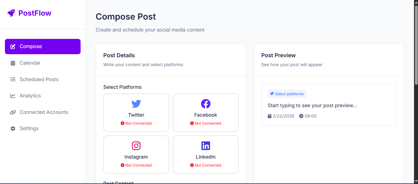 Postflow social media management tool